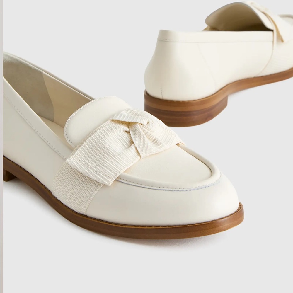 QUINCE Italian Leather Bow Penny Loafer Size 7 NWB